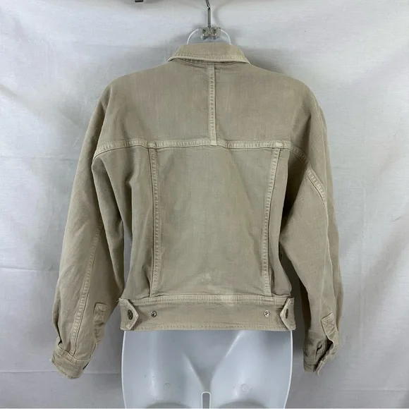 Mother Denim The Fly Away Jacket in Beige Sand Casual Boho Chic Crop Fit - Picture 2 of 10